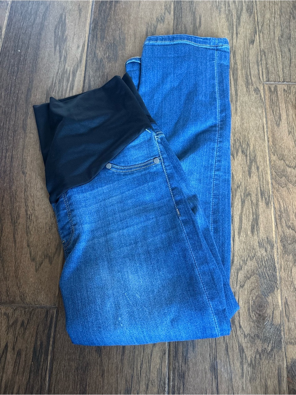 Liverpool Jeans Company Blue Skinny Maternity Jeans with Black Waistband